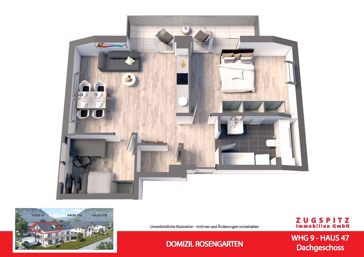 Domizil Rosengarten | 3.Zi. Wohnung mit Balkon | WHG09 - WHG 09 Animation 3D (59000)