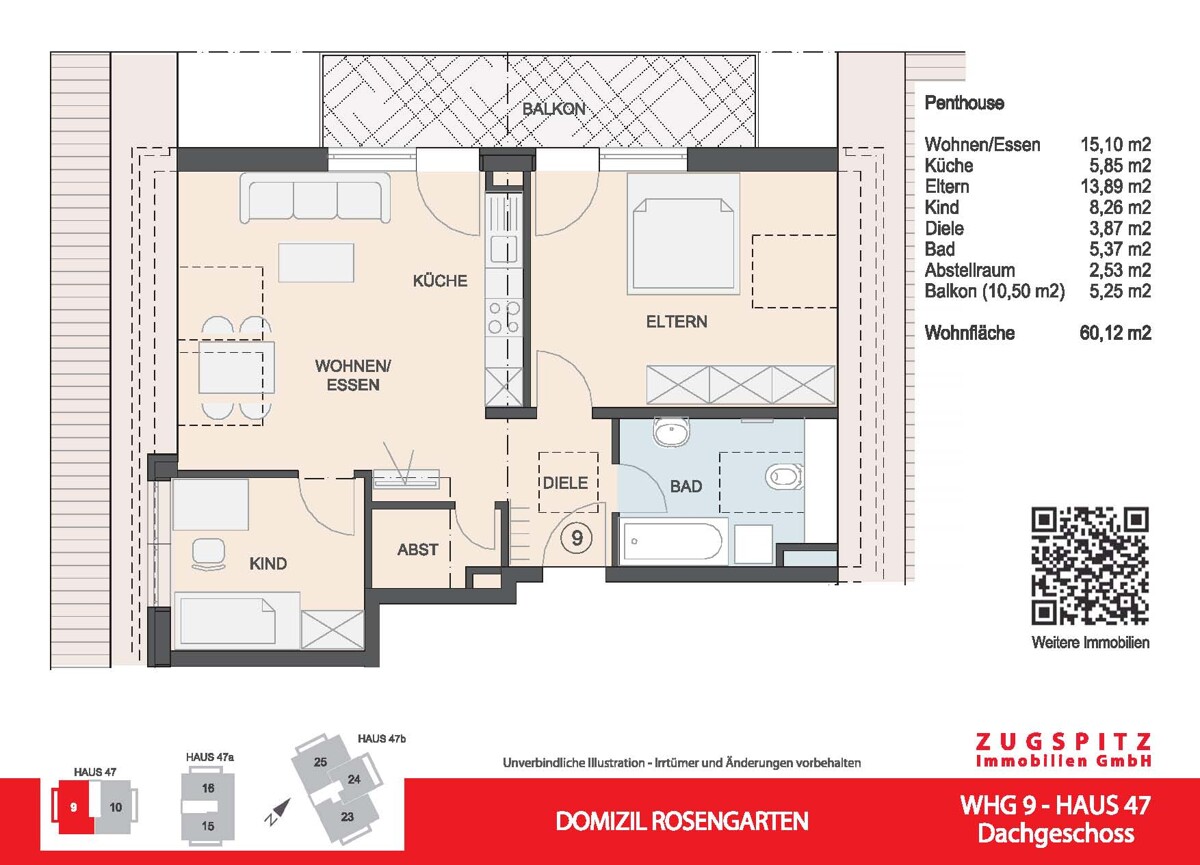 Domizil Rosengarten | 3.Zi. Wohnung mit Balkon | WHG09 - WHG 09 Grundriss 2D (58999)