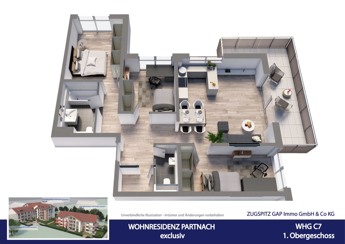 WOHNRESIDENZ PARTNACH - 4 Zi Wohnung - C07 - Animation C07 (56966)