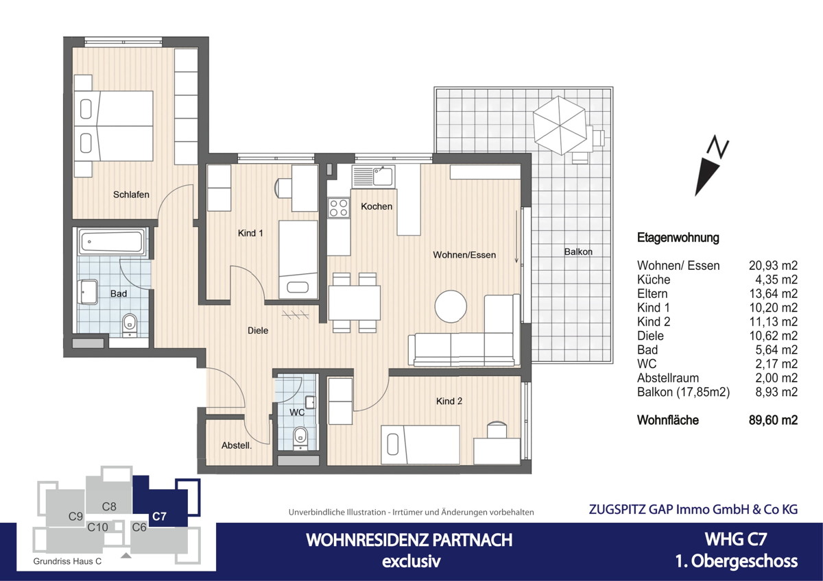 WOHNRESIDENZ PARTNACH - 4 Zi Wohnung - C07 - Grundriss C07 (56967)