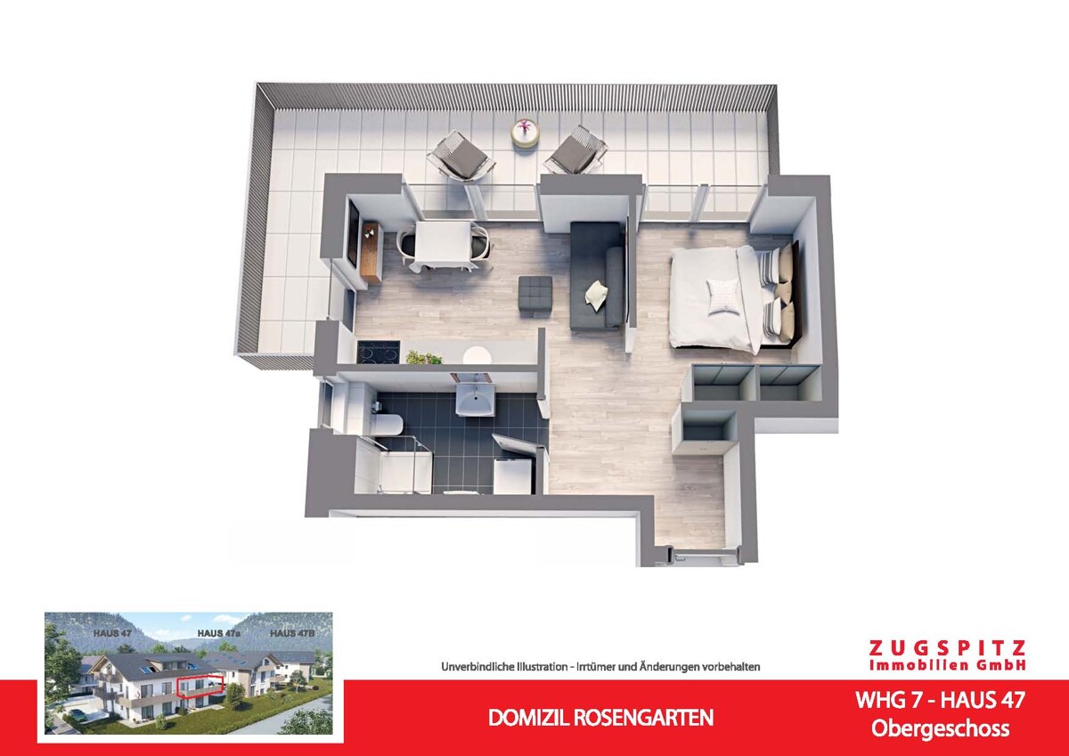 Domizil Rosengarten | 2.Zi. Wohnung mit Balkon | WHG07 - WHG 07 Animation 3D (58986)