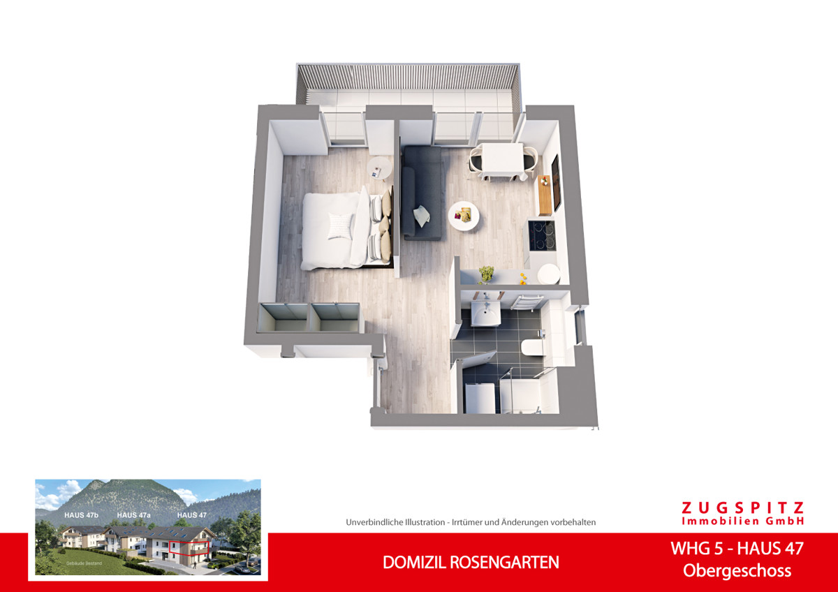 DOMIZIL ROSENGARTEN -2 Zi MIT FERIENWOHNUNG NUTZUNG -WHG05 - WHG-5_3D Grundriss (56696)