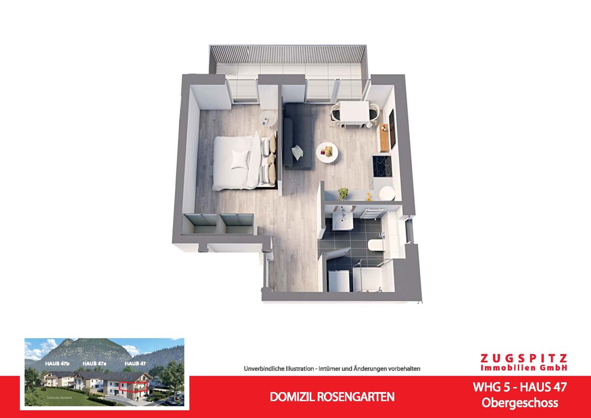 Domizil Rosengarten | 2.Zi. Wohnung mit Balkon | WHG05 - WHG 05 Animation 3D (58972)