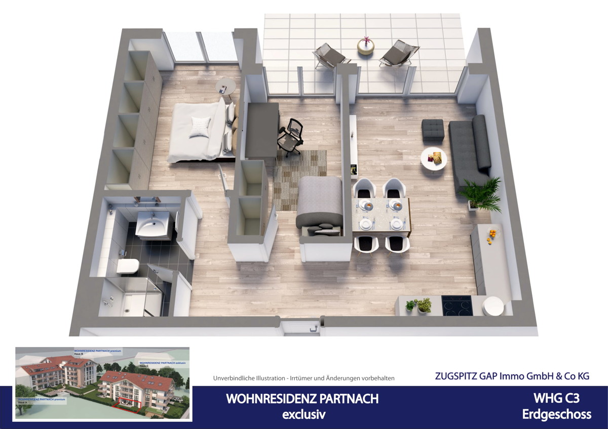WOHNRESIDENZ PARTNACH - 3 Zi Wohnung - C03 - Animation C03 (56915)