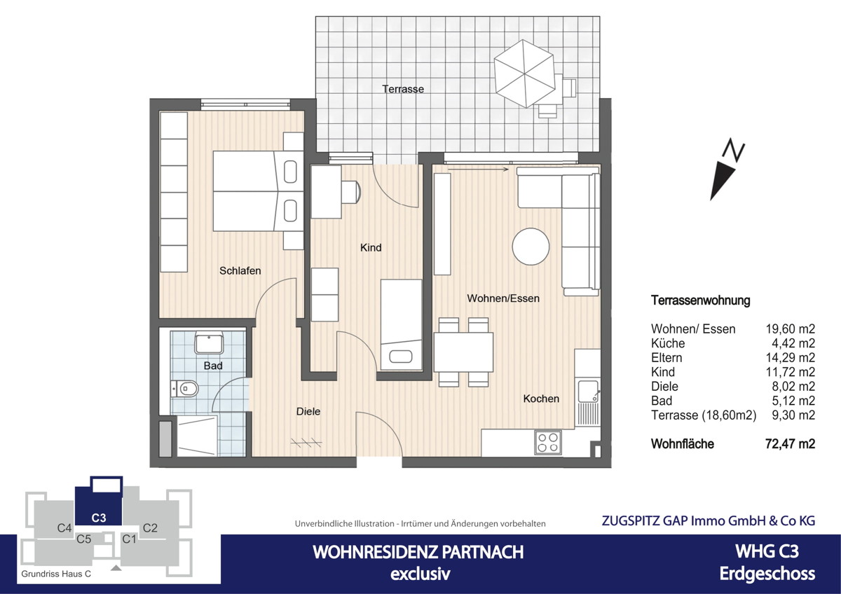 WOHNRESIDENZ PARTNACH - 3 Zi Wohnung - C03 - Grundriss C03 (56916)