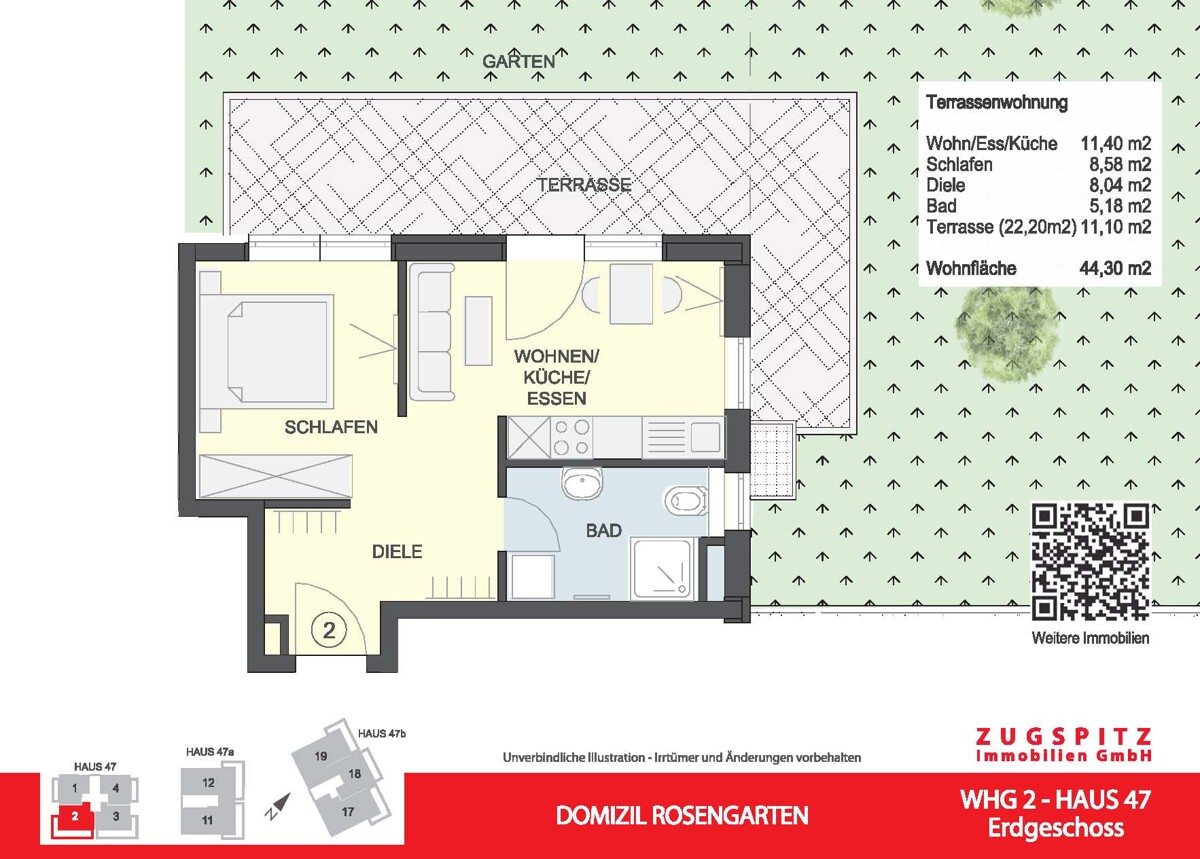 Domizil Rosengarten | 2.Zi. Terrassenwohnung | WHG02 - WHG 02 WHG Grundriss 2D (58950)