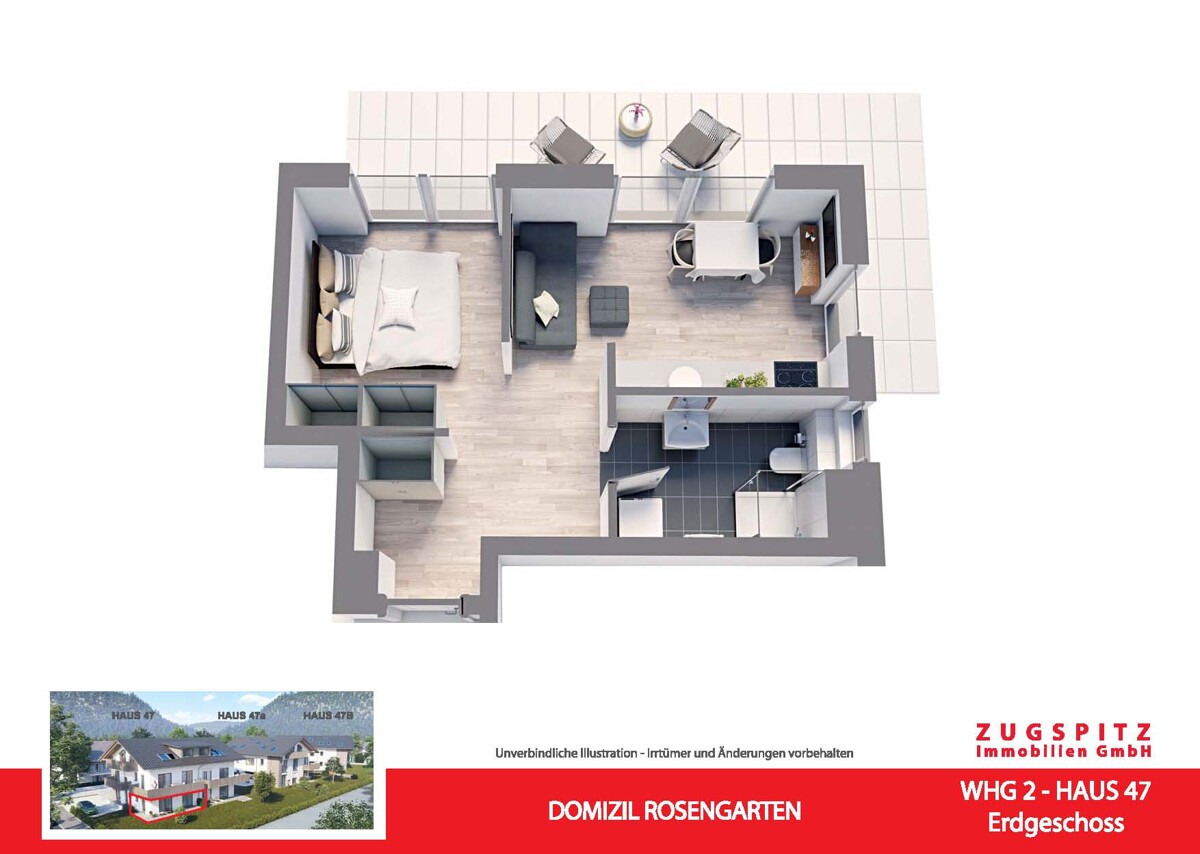 Domizil Rosengarten | 2.Zi. Terrassenwohnung | WHG02 - WHG 02 Animation 3D (58951)
