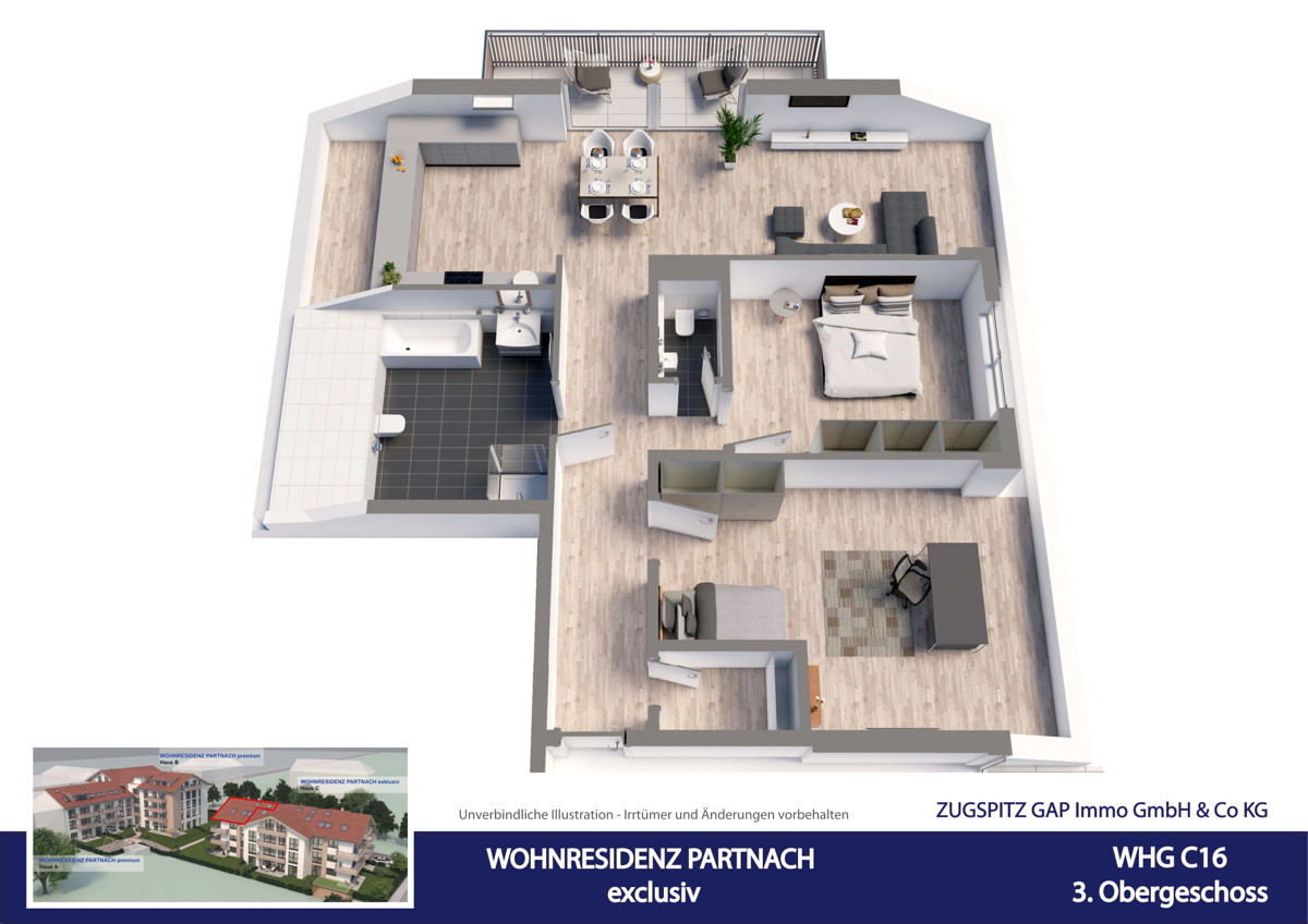 WOHNRESIDENZ PARTNACH - 3 Zi Wohnung - C16 - Animation C16 (57745)