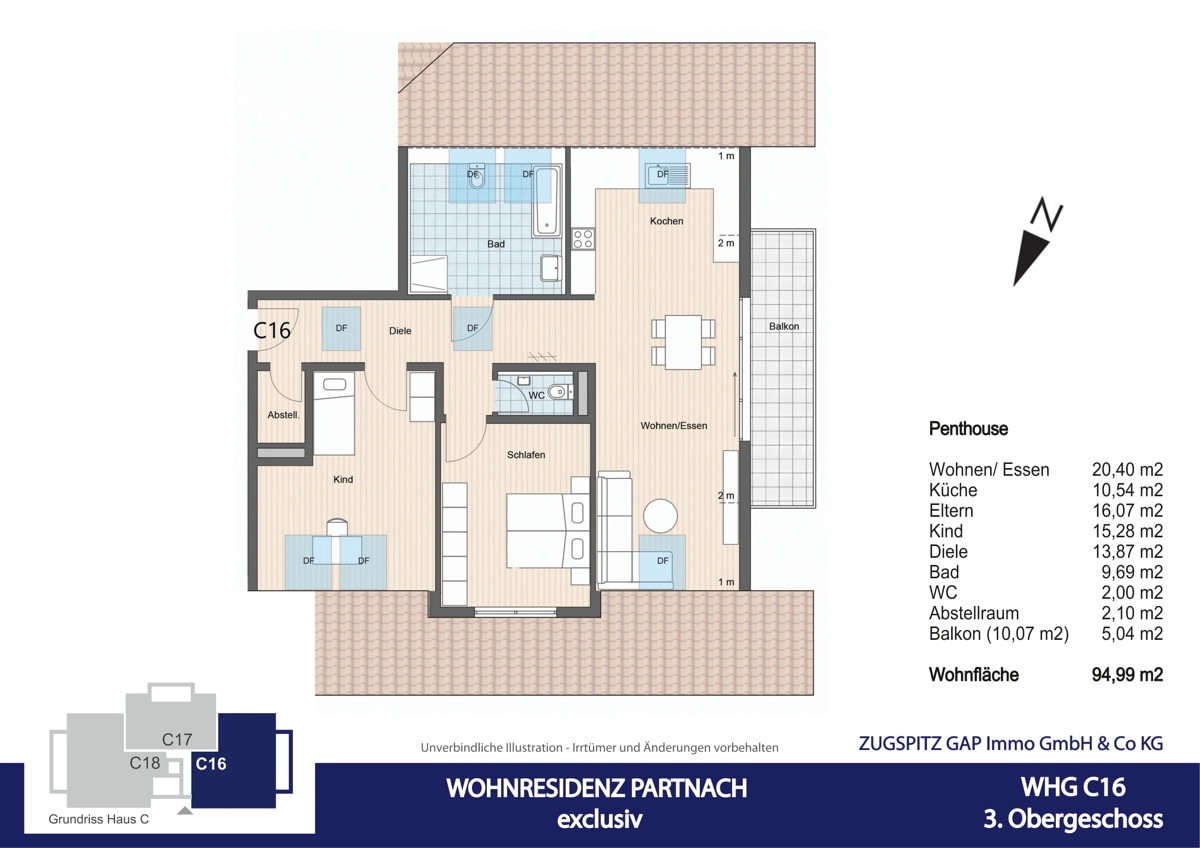 WOHNRESIDENZ PARTNACH - 3 Zi Wohnung - C16 - Grundriss C16 (57746)