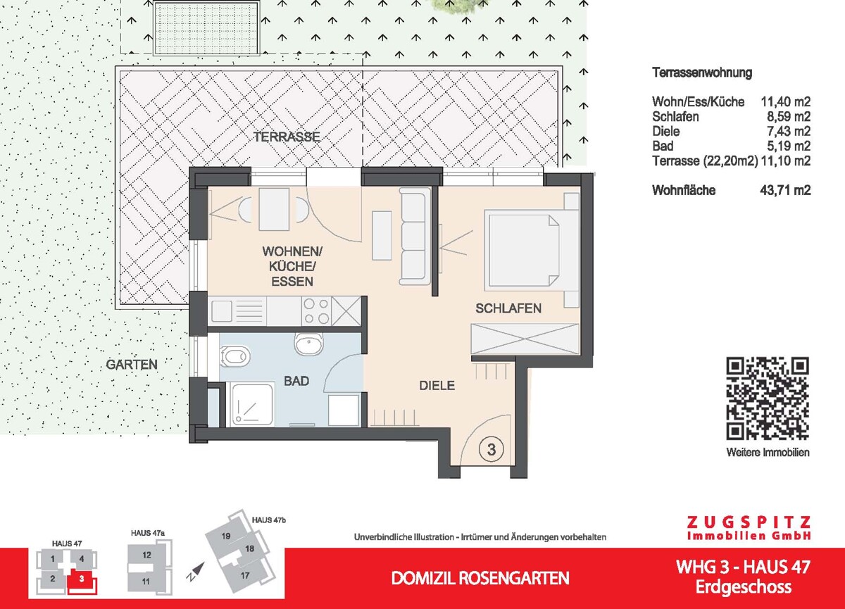 Domizil Rosengarten | 2.Zi. Terrassenwohnung | WHG03 - WHG 03 Grundriss 2D (58957)