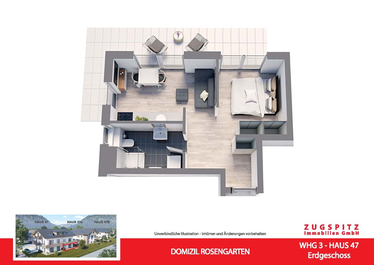 Domizil Rosengarten | 2.Zi. Terrassenwohnung | WHG03 - WHG 03 Animation 3D (58958)