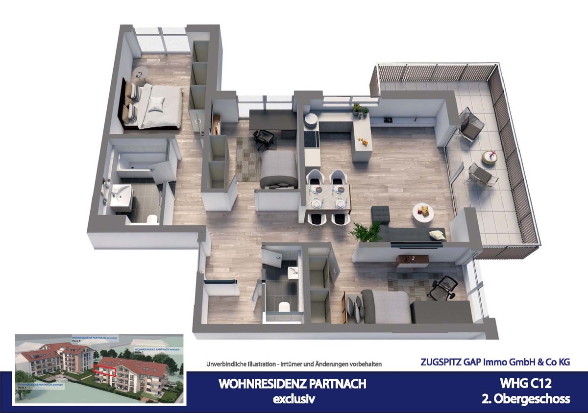 WOHNRESIDENZ PARTNACH - 4 Zi Wohnung - C12 - Animation C12 (57722)