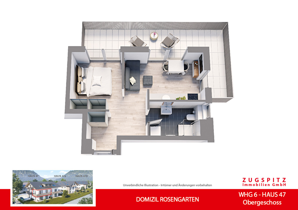 DOMIZIL ROSENGARTEN -2 Zi MIT FERIENWOHNUNG NUTZUNG -WHG06 - WHG-6_3D Grundriss (56700)
