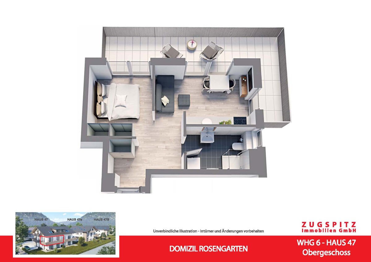 Domizil Rosengarten | 2.Zi. Wohnung mit Balkon | WHG06 - WHG 06 Animation 3D (58978)
