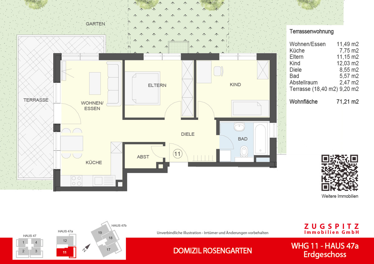 DOMIZIL ROSENGARTEN -3 Zi MIT FERIENWOHNUNG NUTZUNG -WHG11 - WHG-11_2D Grundriss (56730)
