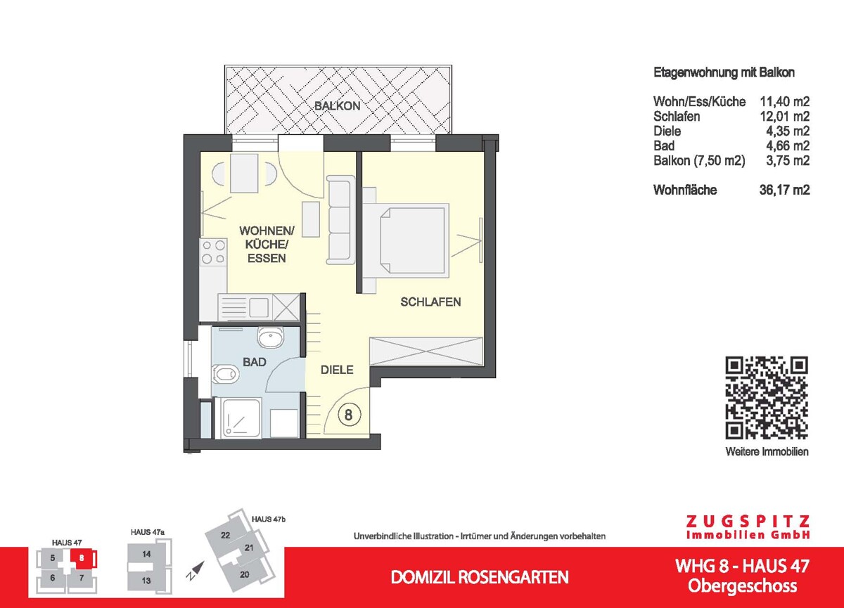 Domizil Rosengarten | 2.Zi. Wohnung mit Balkon | WHG08 - WHG 08Grundriss 2D (58992)