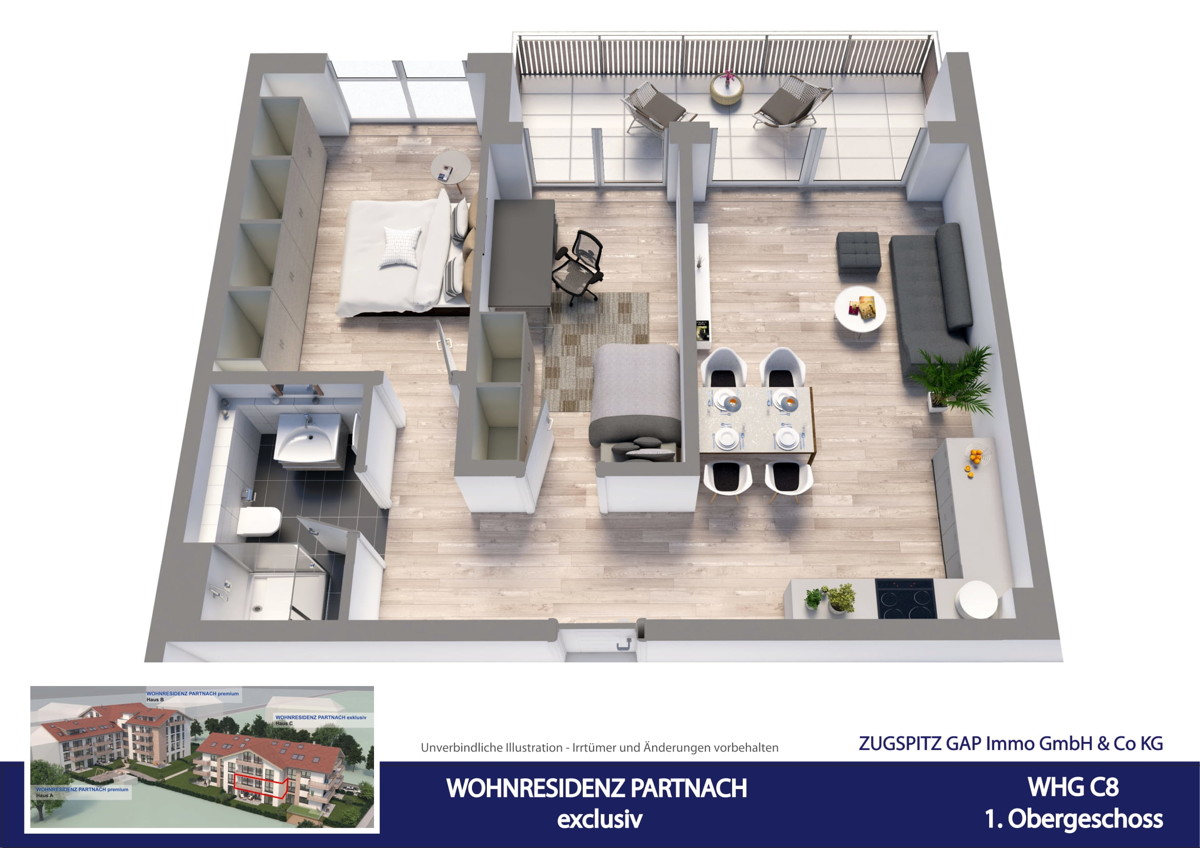 WOHNRESIDENZ PARTNACH - 3 Zi Wohnung - C08 - Animation C8 (56979)