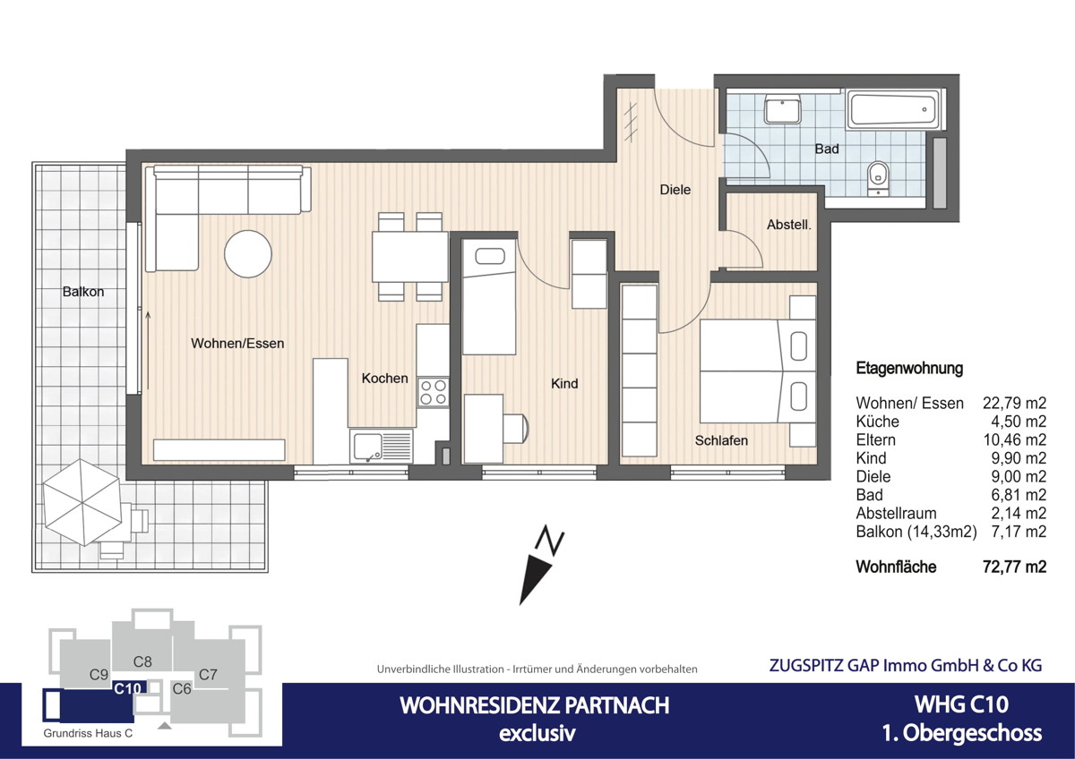 WOHNRESIDENZ PARTNACH - 3 Zi Wohnung - C10 - Grundriss C10 (57006)