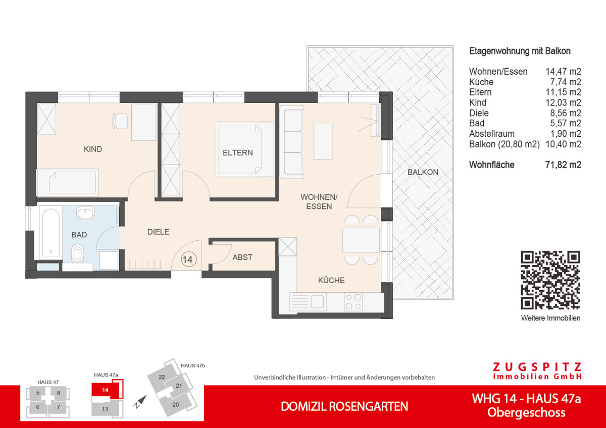DOMIZIL ROSENGARTEN -3 Zi MIT FERIENWOHNUNG NUTZUNG -WHG14 - WHG-2D Grundriss (56751)