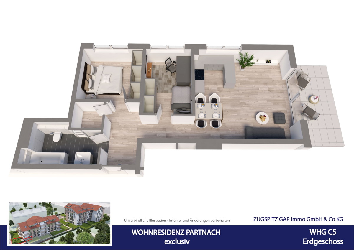 WOHNRESIDENZ PARTNACH - 3 Zi Wohnung - C05 - Animation C05 (56940)