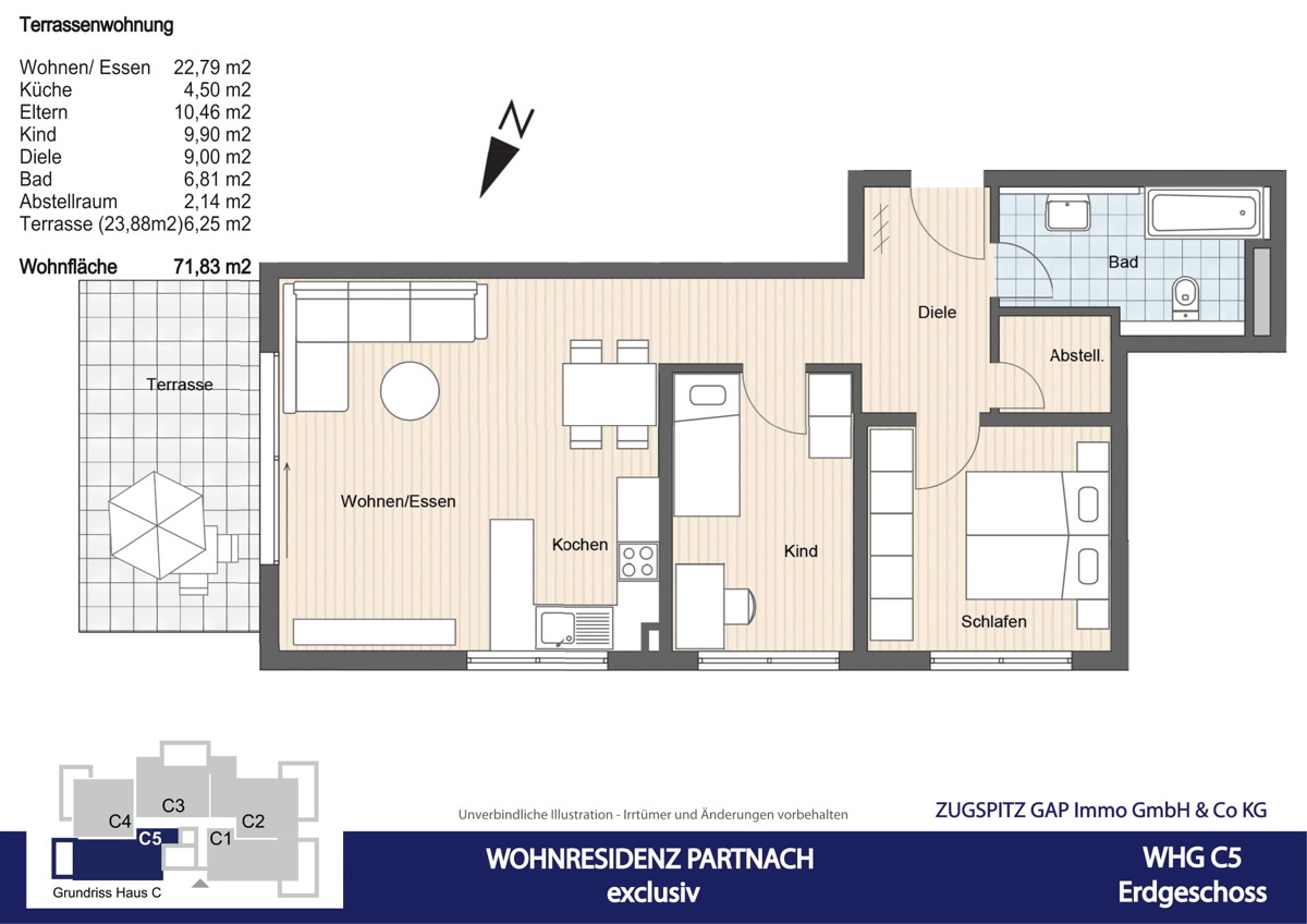 WOHNRESIDENZ PARTNACH - 3 Zi Wohnung - C05 - Grundriss C05 (56941)