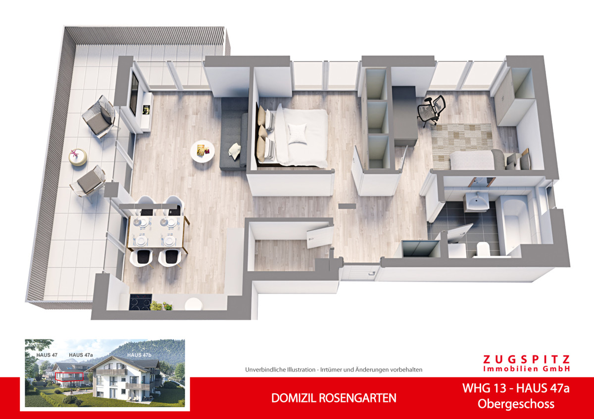 DOMIZIL ROSENGARTEN -3 Zi MIT FERIENWOHNUNG NUTZUNG -WHG13 - WHG-13_3D Grundriss (56744)
