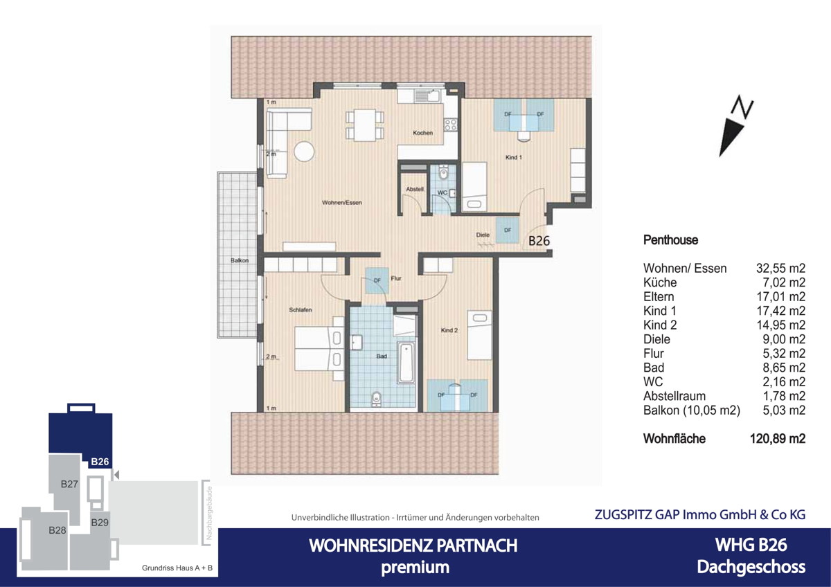 WOHNRESIDENZ PARTNACH - 4 Zi Wohnung - B26 - Grundriss B26 (56875)