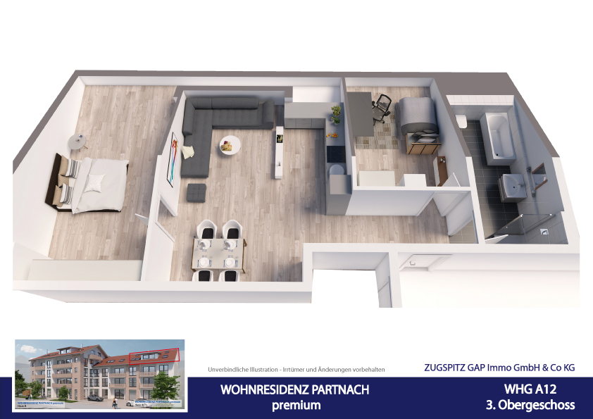 Neubau 2 -Zi.- Aufzug- FB-Heizung -A12 - 3D Animation (58022)