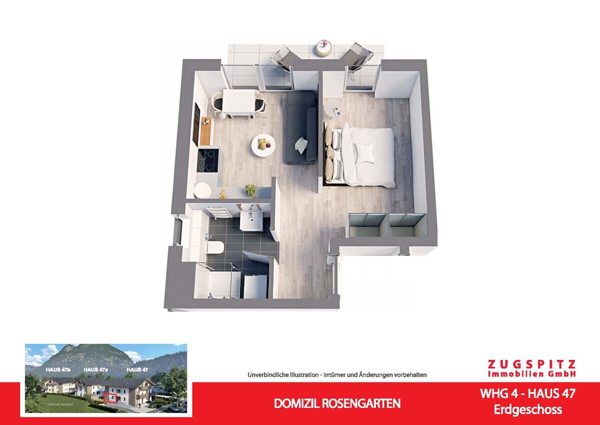 Domizil Rosengarten | 2.Zi. Terrassenwohnung | WHG04 - WHG 04 Animation 3D (58965)