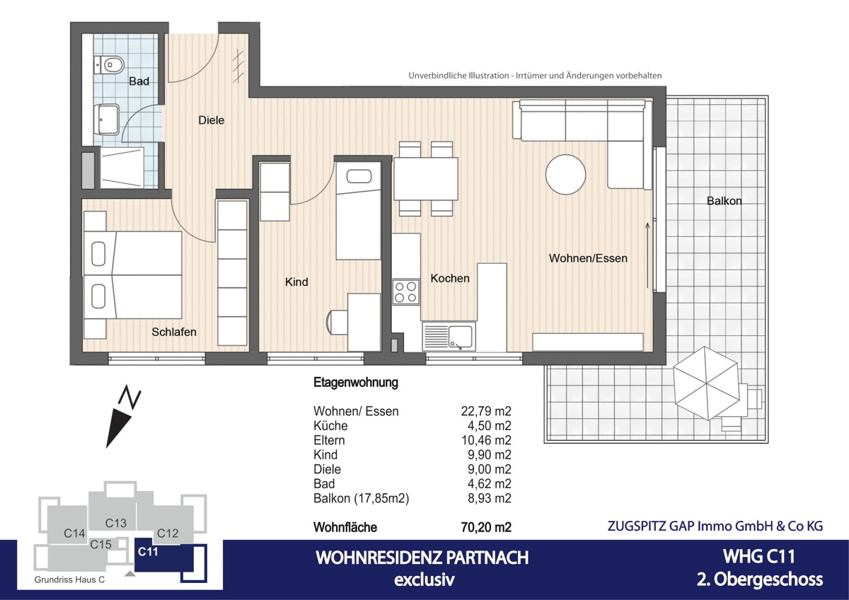 WOHNRESIDENZ PARTNACH - 3 Zi Wohnung - C11 - Grundriss C11 (57709)