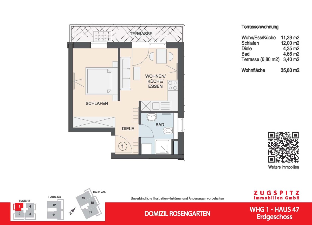Domizil Rosengarten | 2.Zi. Terrassenwohnung | WHG01 - WHG 01 (58735)