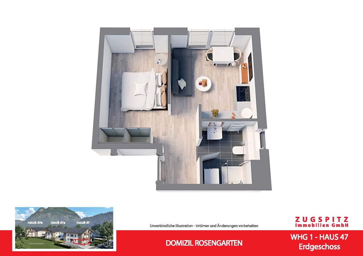 Domizil Rosengarten | 2.Zi. Terrassenwohnung | WHG01 - WHG 01 Animation 3D (58736)