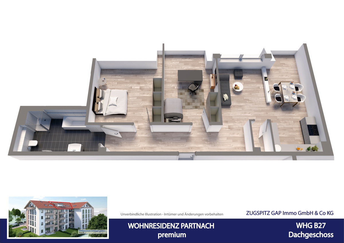 WOHNRESIDENZ PARTNACH - 3 Zi Wohnung - B27 - 3D Animation (57864)