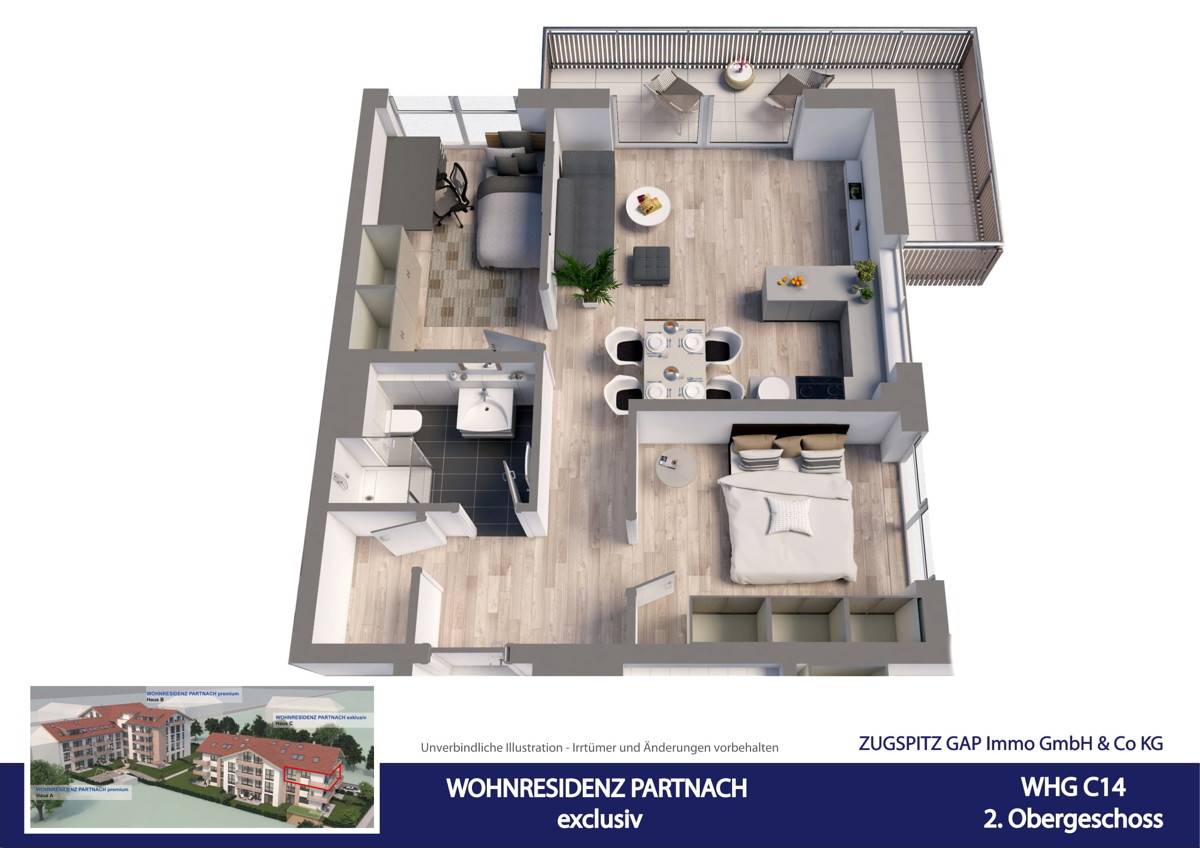 WOHNRESIDENZ PARTNACH - 3 Zi Wohnung - C14 - Animation C14 (57269)
